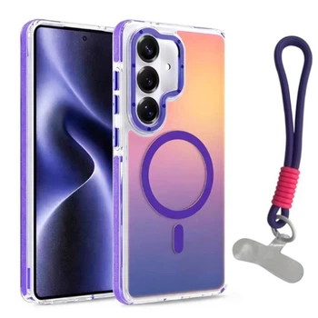 Чохол - накладка Omeve Chameleon для Samsung Galaxy S26 з MagSafe кільцем і шнурком purple