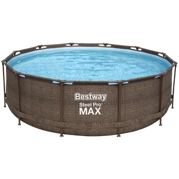 Каркасний басейн Bestway 56709 розміром 366 x 100 см із сходами для літнього відпочинку Басейни на дачу великі надувні садові басейни для дітей і дорослих літній сімейний басейн з металевим каркасом