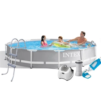 Каркасний басейн Intex 26710 366x76 см для літнього відпочинку з тентом та підстилкою, набором для догляду та стрем'янкою Об’єм 3785 л