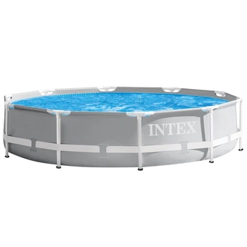 Каркасний басейн Intex 26700 Premium 305х76 см для дітей та дорослих великий літній басейн 305 см діаметр з надувним верхом міцний каркасний басейн для дачі