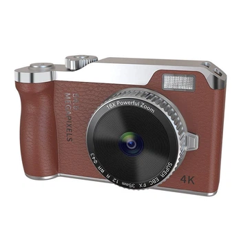 Цифровая ретро-камера Y01 4K 64 МП с IPS экраном 2.4", 16X зумом, OTG и LED-подсветкой Brown