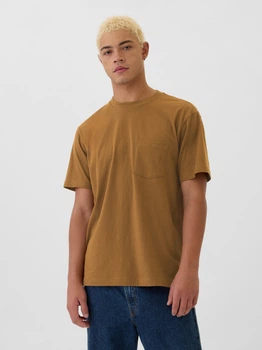 Футболка хлопковая длинная мужская Gap 220451581 XL Коричневая (1159860838)
