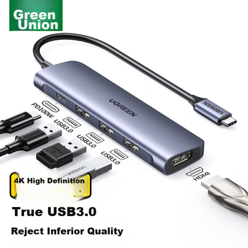 Док-станция расширения UGREEN Type-C — HDMI, совместимая с Thunderbolt 4/5, адаптер для компьютеров Apple, преобразователь портов C, Macbook Air/Neo, многопортовая док-станция расширения Huawei.