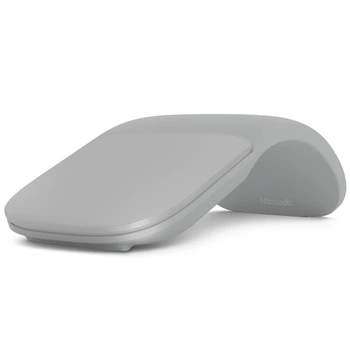 Беспроводная Bluetooth-мышь Microsoft Surface Arc, яркое платиновое покрытие, складная мышь для включения/выключения, поддержка мультисенсорных жестов, питание от батареи, совместимость с различными устройствами.