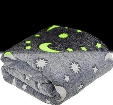Детский плед покрывало 160х125см плюшевый светящийся в темноте Magic Blanket