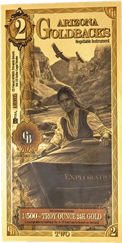 Колекційна золота банкнота "2 Goldback - Aurum Gold Foil Note" Orange