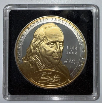 Колекційна срібна монета "Liberty - Бенджамін Франклін" GILDED 26,73 г 2006 рік