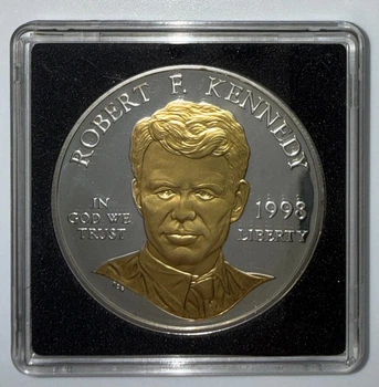 Колекційна срібна монета "Liberty - Роберт Кеннеді" GILDED 26,73 г 1998 рік