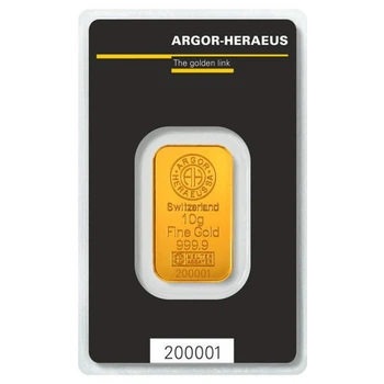 Колекційний золотий злиток 10 грам ARGOR-HERAEUS