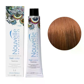 Фарба для волосся Nouvelle Hair Color 7/34 Золотистий мідно-русявий 100 мл