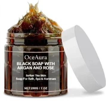 Мыло черное Марокко с аргановым, оливковым маслом и розой "Argan and Rose"