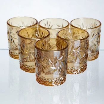 Набір чарок для віскі Shot glass 6 штук по 75 мл коричневий HP-17-39