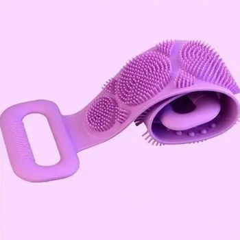 Силіконова щітка, що очищає мочалка - Silicone bath towel масажна для душу і ванни 20500000017 фіолетова.