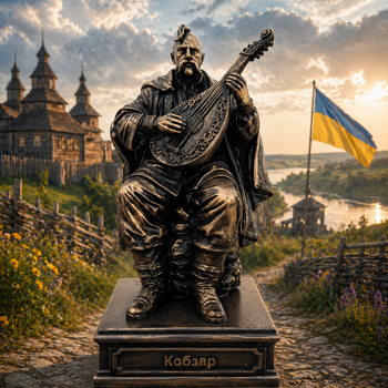 Статуэтка Кобзарь бронзовая историческая — коллекционная скульптура, 24 см