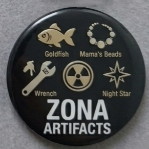 Значок «Zona Artifacts» / Артефакти Зони (Stalker Black Gloss) 58 мм