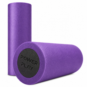 Масажний ролик (роллер) гладкий PowerPlay 4021 Fitness Roller Чорно-фіолетовий (30x15см.)
