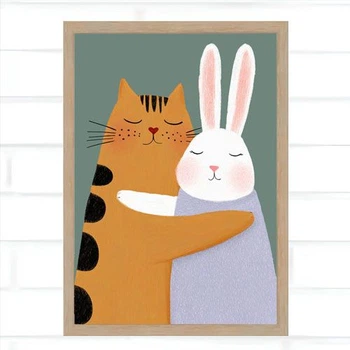 Постер в рамці Котик з зайчиком 30×42 см, A3