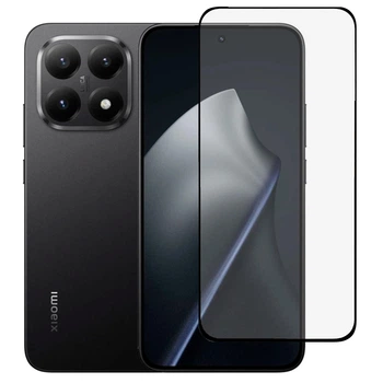 Защитное стекло для телефона Xiaomi 15T противоударное на весь экран прозрачное с черной рамкой