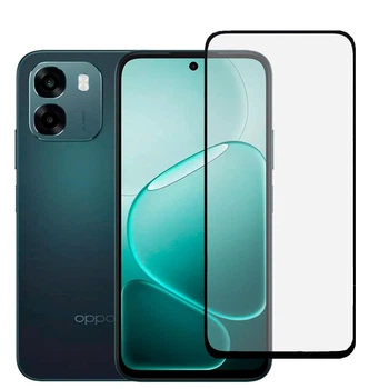 Защитное стекло для телефона Oppo A6 противоударное на весь экран прозрачное с черной рамкой