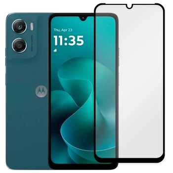 Защитное стекло для телефона Motorola G06 противоударное на весь экран прозрачное с черной рамкой