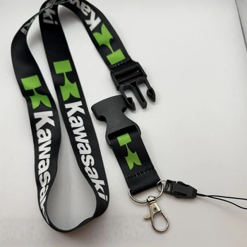 Брелок для ключів із карабіном шнурок на шию ремінець KAWASAKI чорний