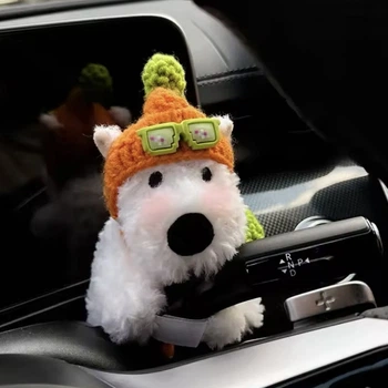 Мякая игрушка в авто на руль собачка в очках шапке dog на переклчатель двориников