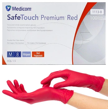 Нітрилові рукавички Medicom SafeTouch Advanced Red, щільність 4 г. - червоні (100 шт) M (7-8)
