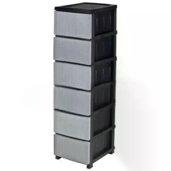 Комод пластиковый R-Plastic на 6 ярусов серо-черный