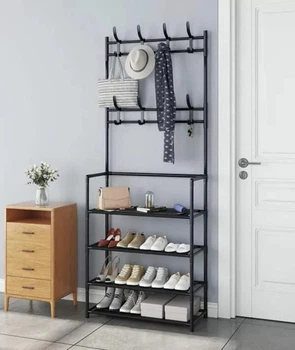 Універсальна вішалка для одягу New simple floor clothes rack розмір 60X29.5X151 см Чорна