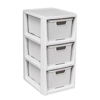 Комод на 3 ящики RATTAN міні білий 1725-1 Branq