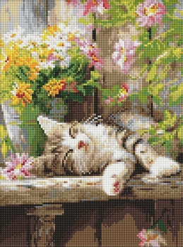 Алмазная мозаика Ідейка Муркотливый сон 40х30 см AMO20323