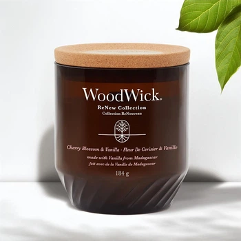 Свеча с ароматом цвета вишни Cherry blossom & vanilla RENEW Woodwick (1726347E)
