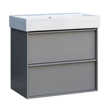 Тумба с умывальником DEVIT Quadra 60.4x60.2x45см подвесная серая 083060G