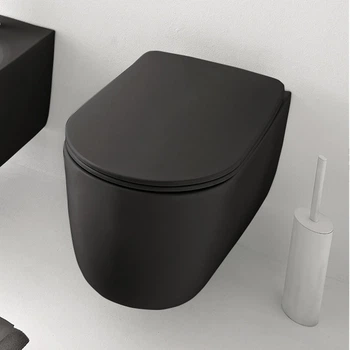 Унітаз підвісний Kerasan Nolita 5315 31 безобідковий з турбозмивом noise clean, чорний матовий