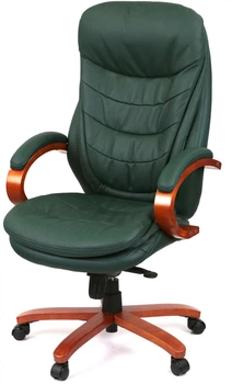 Кресло АКЛАС Валенсия Soft EX MB (Кожа Lux LC Green/PU Green)