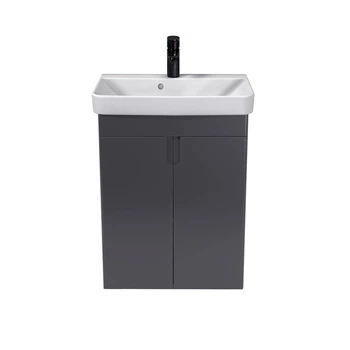 Тумба універсальна МОЙДОДИР SIMPLE GRAPHITE 55-U з умивальником RIVER 55 графітова