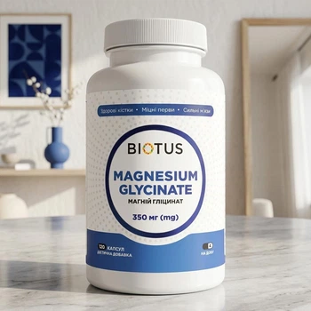 Магній гліцинат для кісток та м'язів Magnesium Glycinate Biotus 350 мг 120 капсул