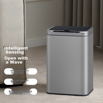 Сміттєвий бак JAH з нержавіючої сталі Smart Sensor 13 л з кришкою для ванної кімнати, кухні, вітальні, офісу, в комплекті з пакетами для сміття