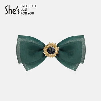 Аксессуары для волос She's Hair Accessories, заколка для волос ручной работы с бусинами в стиле Ван Гога «Подсолнух», винтажная заколка для волос, подарок на день рождения для девушки.