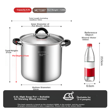 Каструля MAXCOOK MCT3387 для супу нержавіюча сталь 304, подвійне дно, 22 см