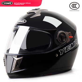 Сертифікований YEMA 3C мотоциклетний шолом 828S для чоловіків, повний, зимовий антифризний теплий мотоциклетний захисний шолом з подвійним козирком, універсальний розмір для всіх сезонів, глянцевий чорний з наклейкою проти запотівання