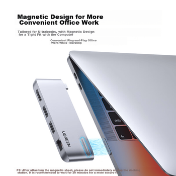 Док-станція UGREEN Type-C Direct Expansion, конвертер USB-C на HDMI, концентратор C-Port, гігабітний Ethernet-адаптер, розгалужувач HUB 3.0, сумісний з ноутбуками Apple та Huawei, iPad