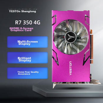 Видеокарта Yeston R7 350 4G 6HDMI с поддержкой шести экранов, профессиональная версия с блокировкой экрана EDID, поддержка прямого подключения HDMI.