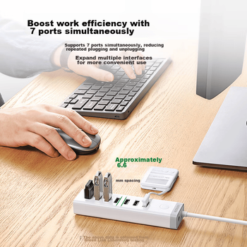 USB-концентратор UGREEN 3.0, высокоскоростной 7-портовый адаптер расширения, док-станция, удлинительный кабель, подходит для ноутбуков, настольных компьютеров, смартфонов, прошивки, группового управления, подключение одного устройства с блоком питания.