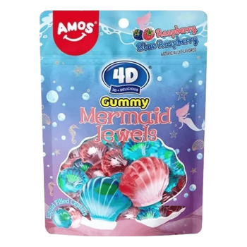Желейные конфеты Amos 4D Gummy Mermaid Jewels Морские драгоценности 65г