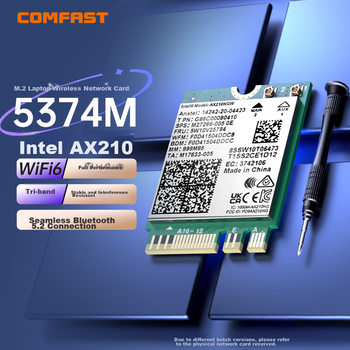 COMFAST AX210-M — интерфейс M.2 для ноутбука, беспроводная сетевая карта Wi-Fi 6, гигабитный трехдиапазонный 5G Wi-Fi приемник, встроенный Bluetooth 5.3 5374M, два разъема I