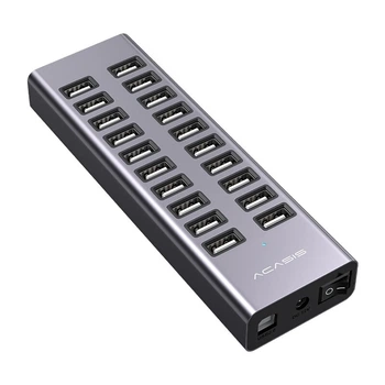 USB-концентратор Acasis 2.0 с 20 портами, док-станция расширения для ноутбуков и настольных компьютеров, многопортовый преобразователь для группового управления и прошивки, с портом питания H037