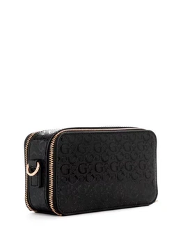 Сумка через плече Guess Lewistown Color-Block чорного кольору з тисненням логотипу на ремінці