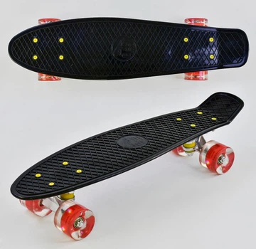 Скейт Пенни борд 0990 (8) Best Board, ЧЕРНЫЙ, доска = 55см, колеса PU со светом, диаметр 6 см