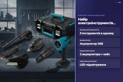 Набор электроинструментов MLD 5в1 аккумуляторный 36В шуруповерт гайковерт дуйка пылесос пила кейс
